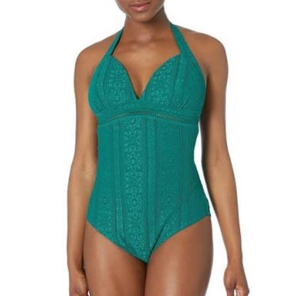 JESSICA Simpson Crochet Halter One Piece Swimsuit
